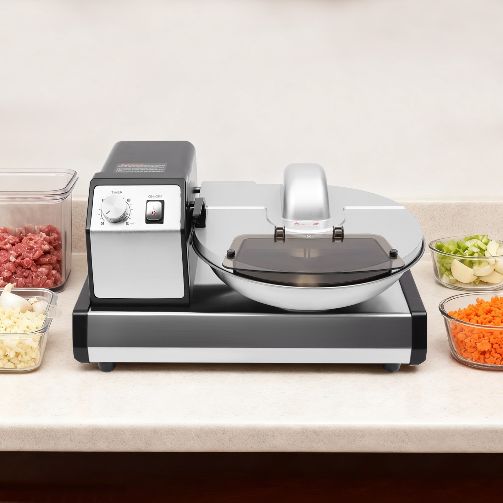 Commercial Food Processor, Electric Vegetable Chopper Meat Grinder Mincer 110V