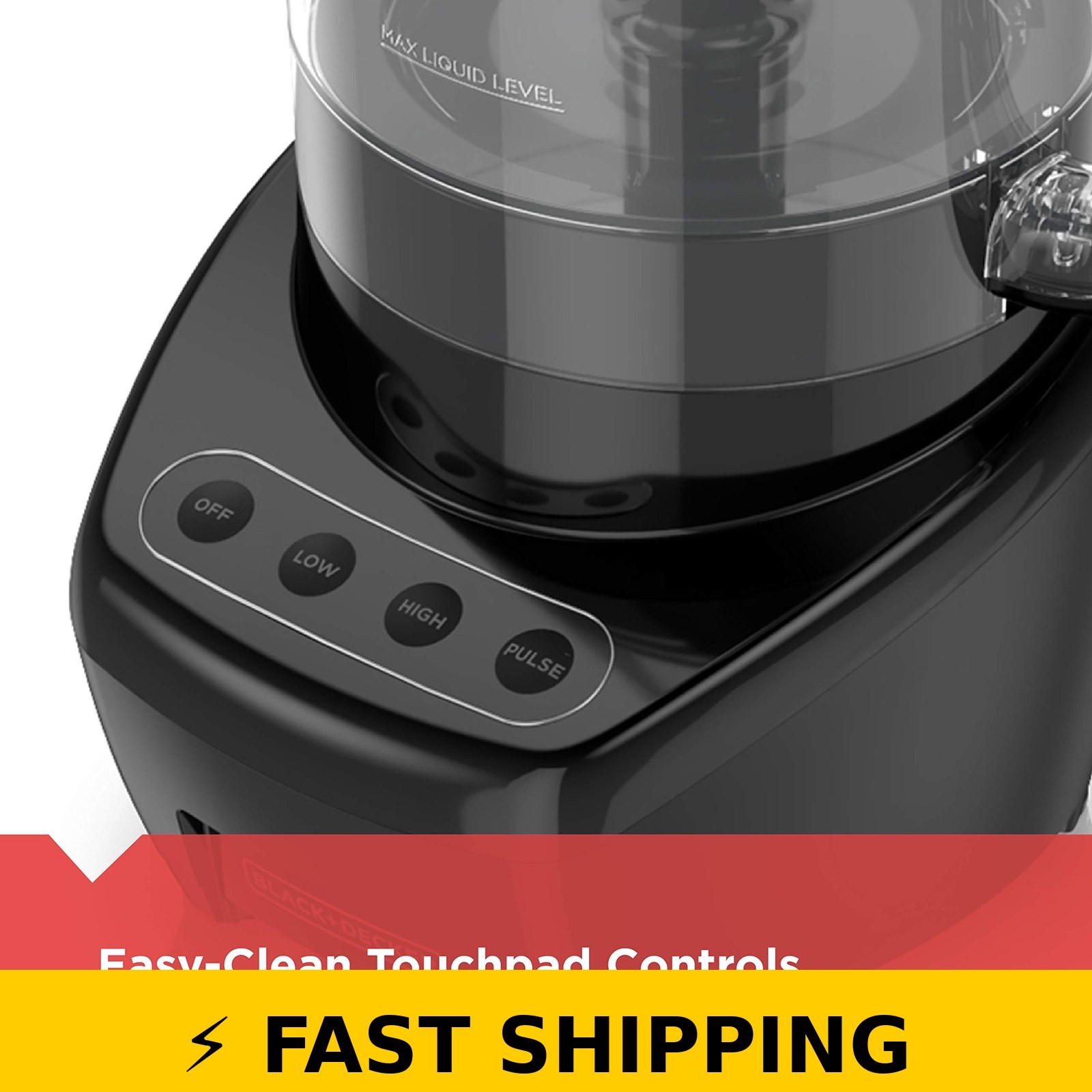 BLACK+DECKER 8-Cup Food Processor – Stainless Steel S-Blade, Touchpad Black