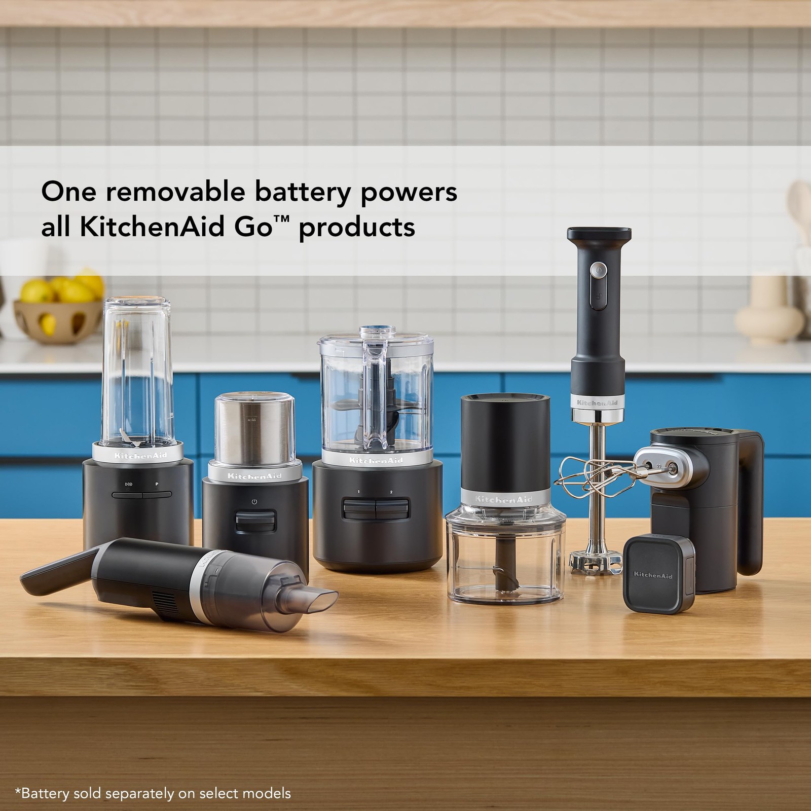 KitchenAid Go Cordless Top Down Chopper – battery included, KTCR351, Black Matte