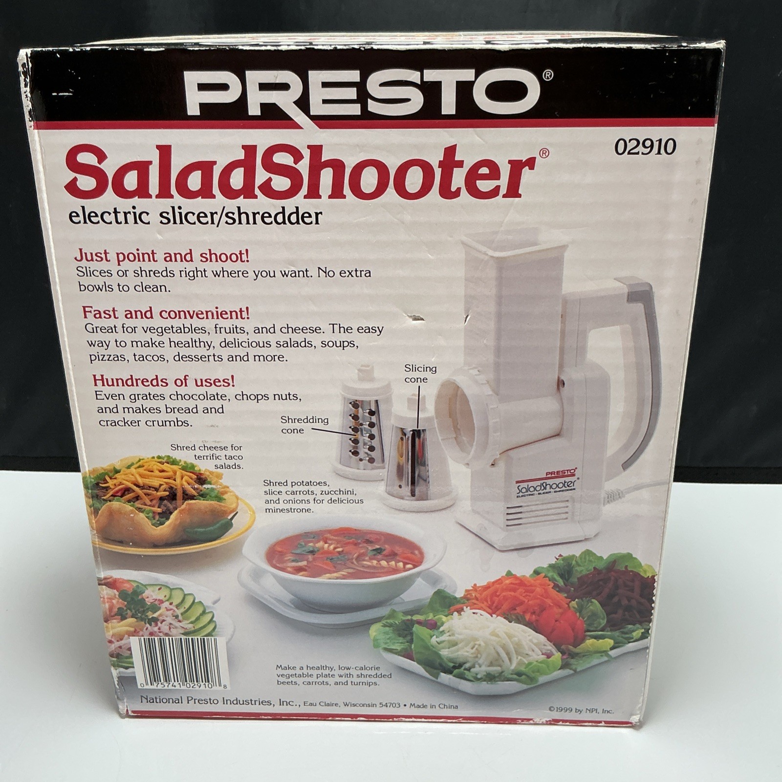 Presto Salad Shooter Electric Food Slicer Shredder 02910 Vintage New Sealed
