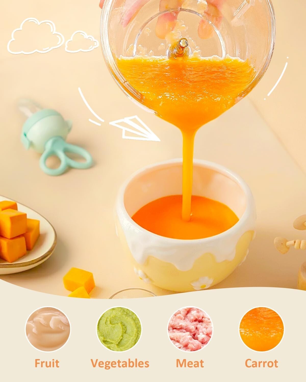 Juego de procesador de alimentos para bebés para alimentos para bebés frutas NEW