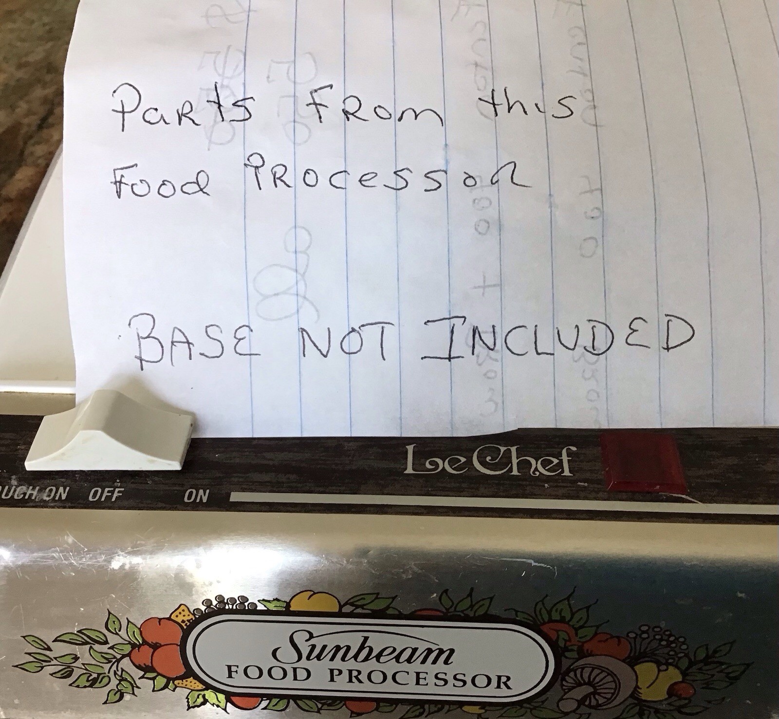 Sunbeam Le Chef Mixmaster Food Processor Parts Plastic Mixing Blade 14-11