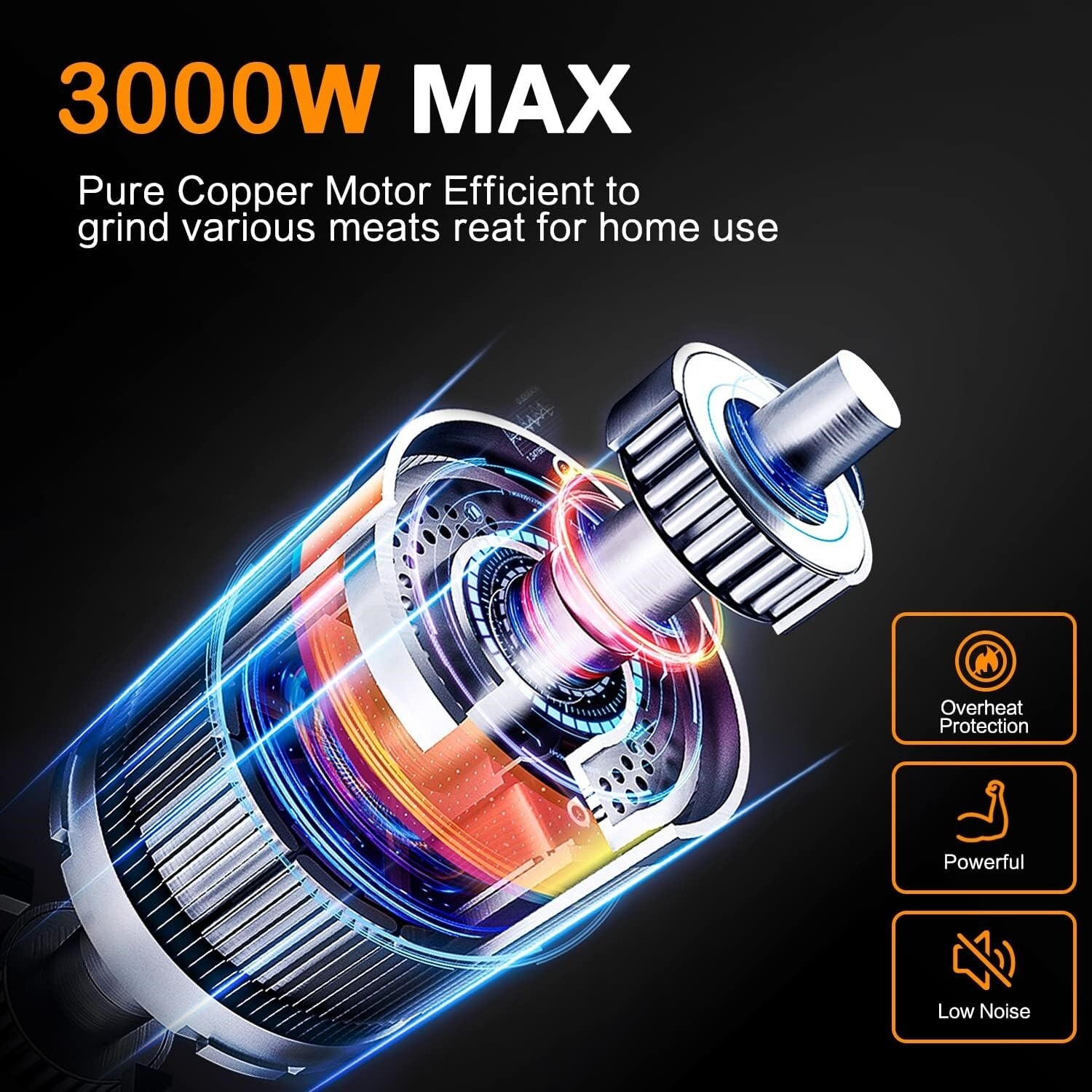Picadora De Carne, Picadora De Carne De Acero Inoxidable Máxima 3000W Eléctrica
