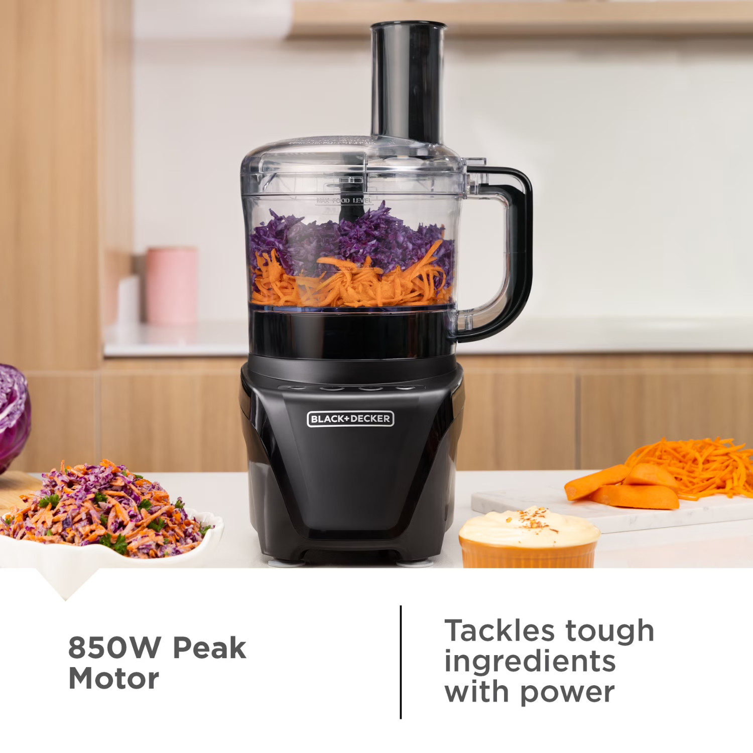 BLACK+DECKER 8 Cup Food Processor 2 Speeds Pulse Chop Slice Shred 850W
